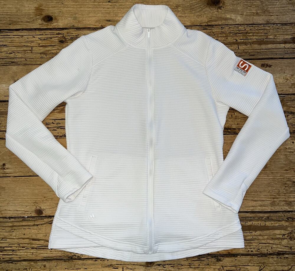 Adidas Women’s M Textured Zip-Up White Golf Jacket “The S” Collection